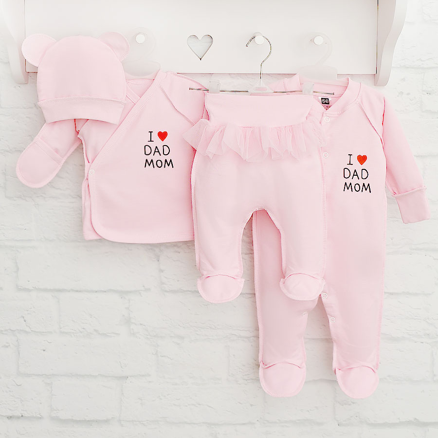 Комплект для новонароджених Blanka Люблю тата маму рожевий р.56-62 110910