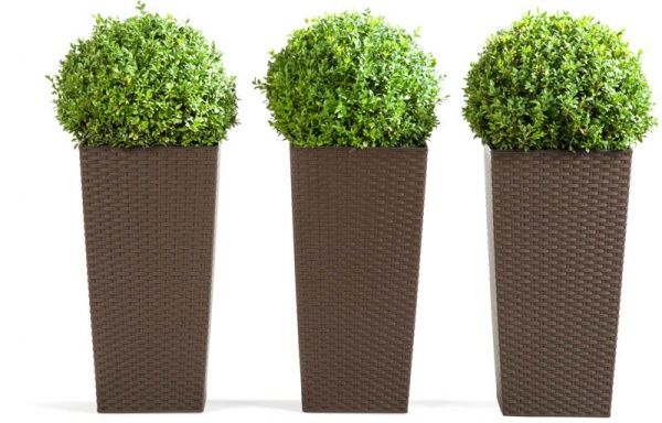 Горшок Lamela Финезия ротанг 400 с вкладом квадратный 20л мокко 