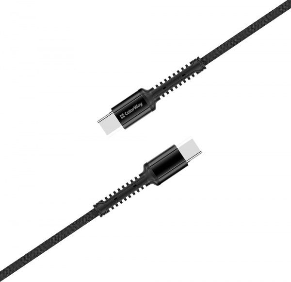 Кабель ColorWay Type-C - Type-C (PD Fast Charging) 3.0А (68W) 2 м сірий 
