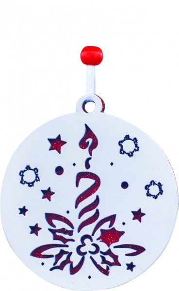 Подвеска Белый шарик со свечой 9 см белый 1220313