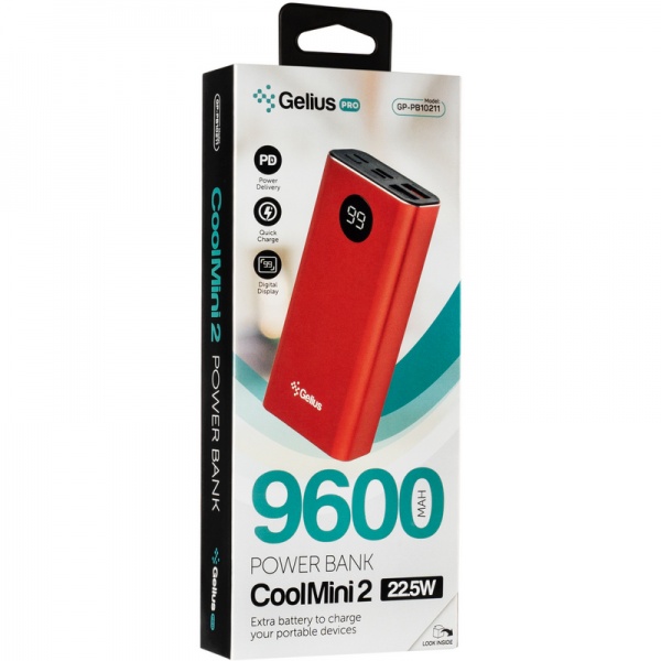 Внешний аккумулятор (Powerbank) Gelius Pro CoolMini 2 PD 9600 m/Ah red (GP-PB10-211) 
