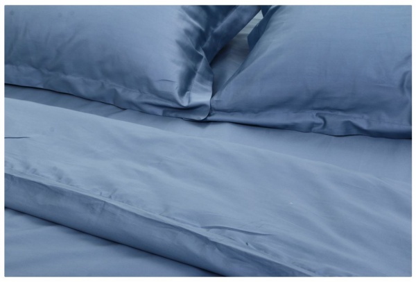 Комплект постельного белья Сатин Люкс семейный серо-голубой Homeline 