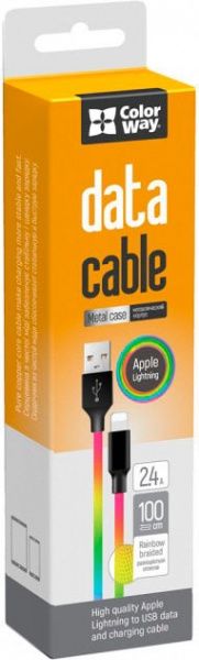Кабель ColorWay USB - Apple Lightning (multicolor) 2.4 А 1 м різнокольоровий 