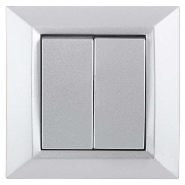 Выключатель двухклавишный UP! (Underprice) Vesta без подсветки 10 А 220-250В серебряный