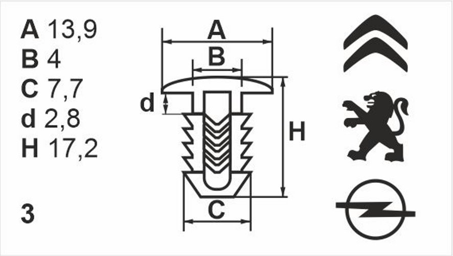 Клипса нажимная наружная (обшивка) Romix (10513)
