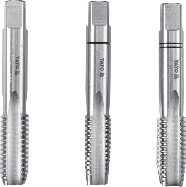 Метчик ручной YATO М10 х 1.5 мм l= 70 мм 3 шт. YT-2937
