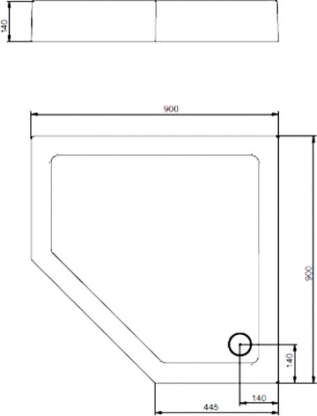 Піддон душовий EGO Mistral 90x90x14 п'ятикутний