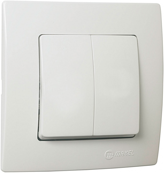 Вимикач двоклавішний Makel Lillium Natural Kare без підсвітки 10 А 250В білий 32001003