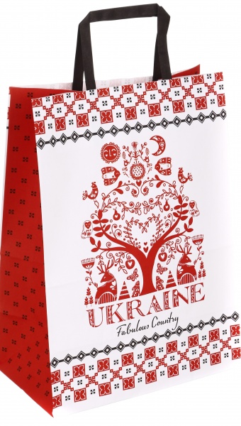 Пакет паперовий 250х150х345 білий з ручками