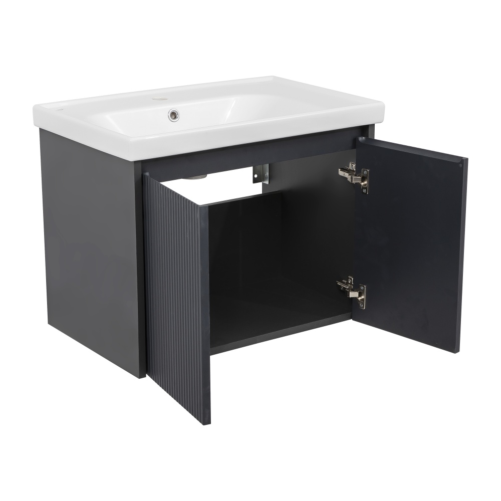Тумба подвесная Aqua Rodos БАРСЕЛОНА с умывальником Frame 70 см антрацит