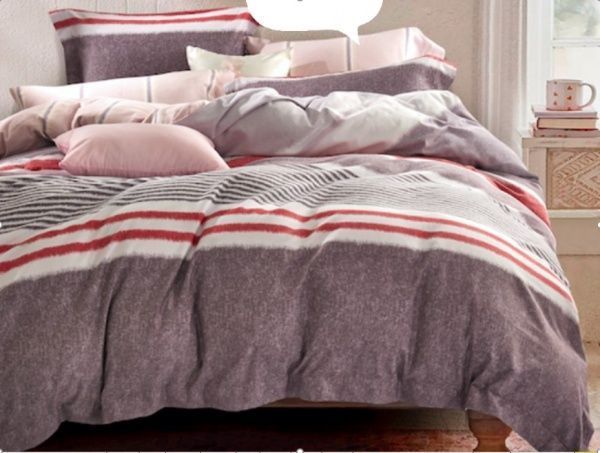 Комплект постільної білизни Bordo Stripes 193 TC 1,5 бузковий із сірим La Nuit 