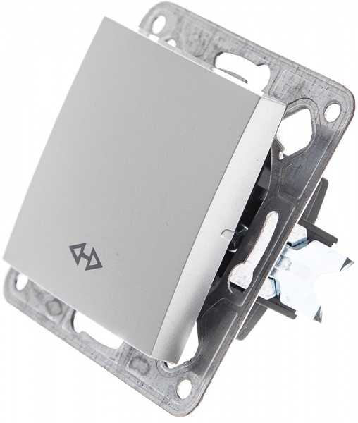 Переключатель перекрестный одноклавишный LXL Tesla без подсветки серебряный 3530A silver