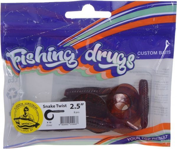 Приманки для ловли рыбы Снейк Твист 64 мм 8 шт. кола
