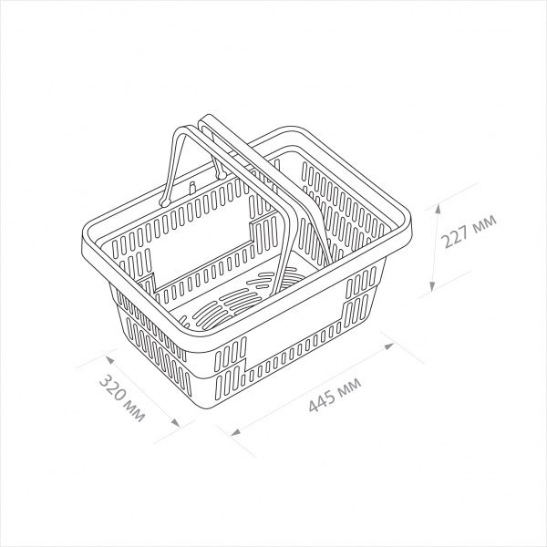 Корзина торговая EPG универсальная с ручками 20 л, 320х445х227 мм, серая