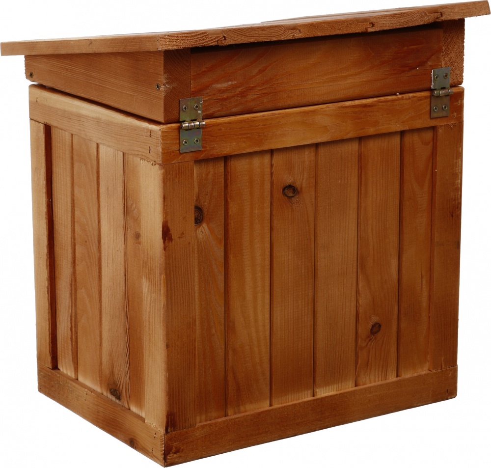 Ящик для корму з відкидною кришкою оброблений коричневий