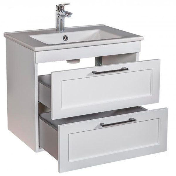 Тумба підвісна ScandiSPA Inari білий мат з умивальником Arte 75 см