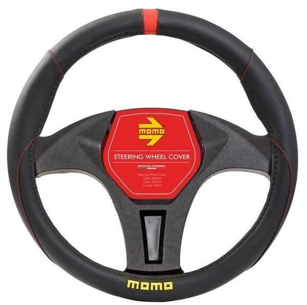 Чехол на руль MOMO SWC010BR черный с красным