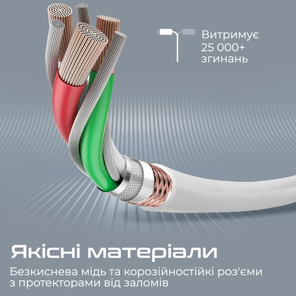Кабель Promate PowerLine-Ci120 USB-C to Lightning MFi 20W Power Delivery 1.2 м 1,2 м білий (powerline-ci120.white) 