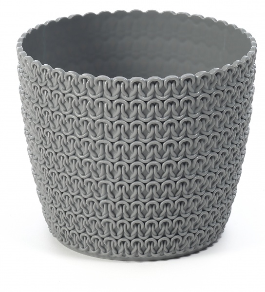 Кашпо пластиковое Ламела Магнолия 160 Джерси круглый 1,5 л серый (LA732-27) 