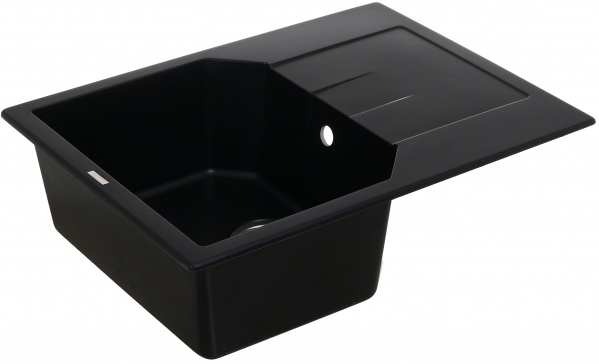 Мойка ScandiSPA из кварцевого песка Alfa 687х507 мм черная с сифоном GMA687b 