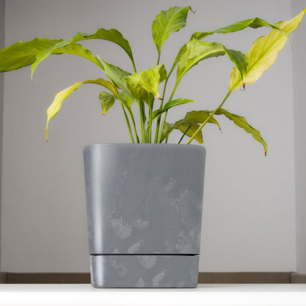 Вазон пластиковый пластик CLIMA квадратный серый бетон 8 л Lamela (9701421)