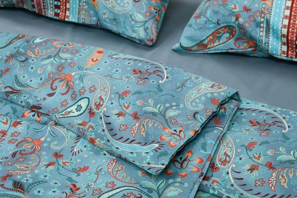 Комплект постельного белья Burano V1 семейный бирюзовый Granfoulard
