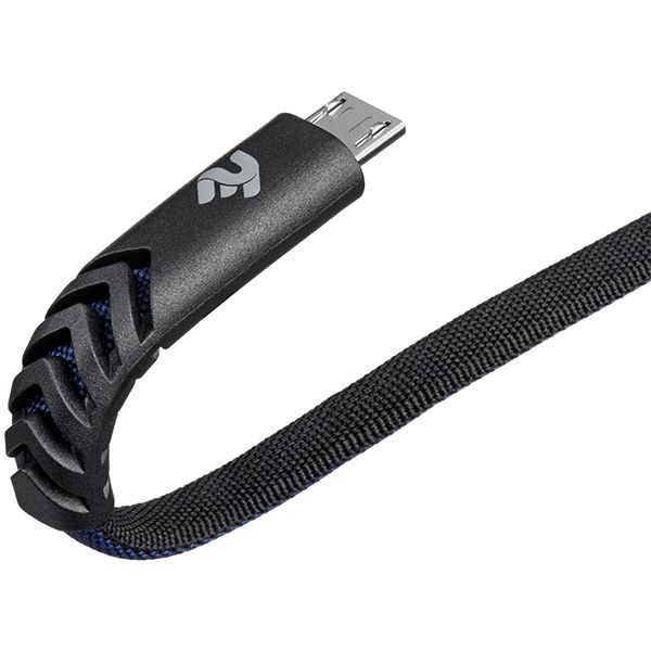 Кабель 2E USB 2.0 to Micro USB Flat fabric black/blue 1 м 2E-CCMT-1MBL