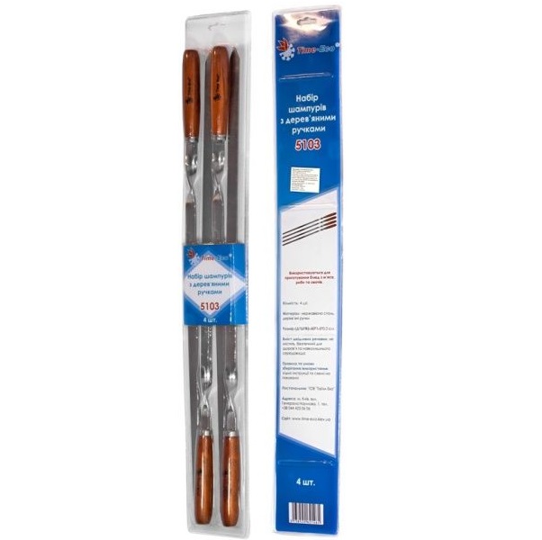 Набор шампуров Time Eco  4 шт 60 см 5103