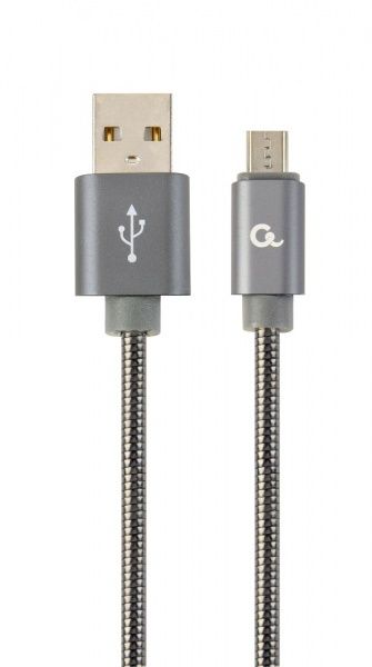 Кабель Cablexpert 2 м серый (CC-USB2S-AMmBM-2M-BG) micro USB 2.0 A-папа/Micro B-папа 