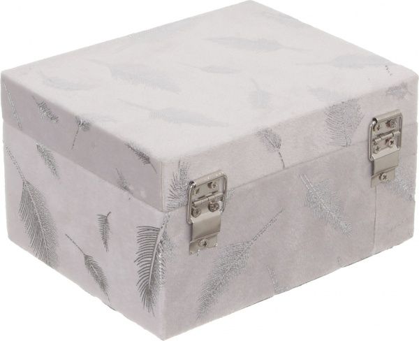 Сундук для украшений Листья 16х12х9 см белый с серебристым
