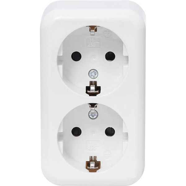 Розетка двойная с заземлением Expert Power Power без шторок белый HSN-SCP.H3A20G2WG-WH