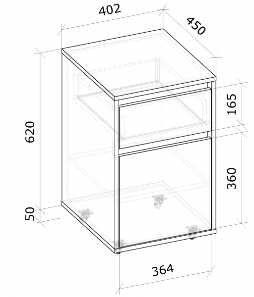 Тумба мобильная Грейд Ален 402х670х450 мм графит 