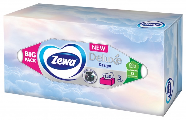 Серветки гігієнічні у коробці Zewa Deluxe Design 3 шари 150 шт.