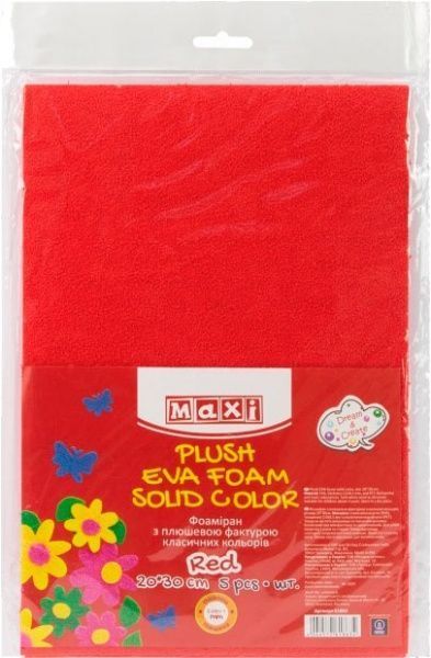 Фоаміран з плюшевою фактурою MX61863 2 мм 20х30 см червоний