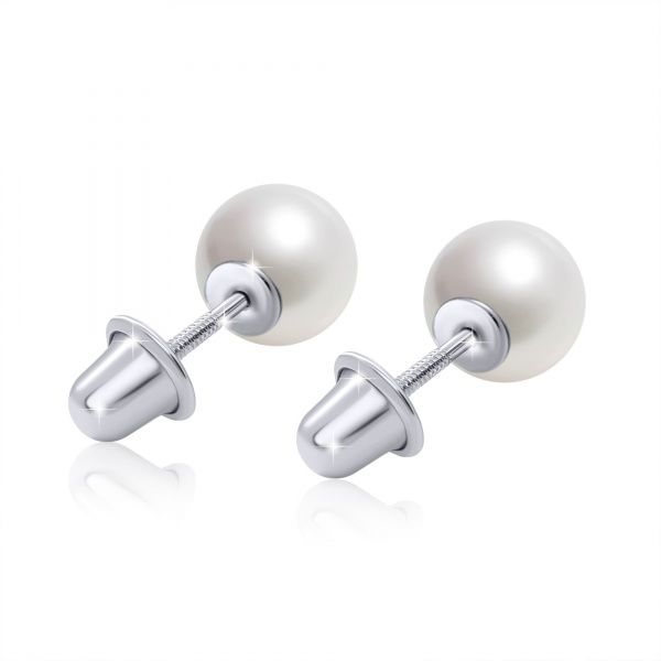 Серьги-пусеты UMa&UMi Жемчужинка белая