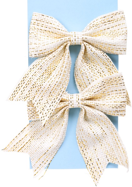 Декорация новогодняя бант 14 см золотой 2 шт