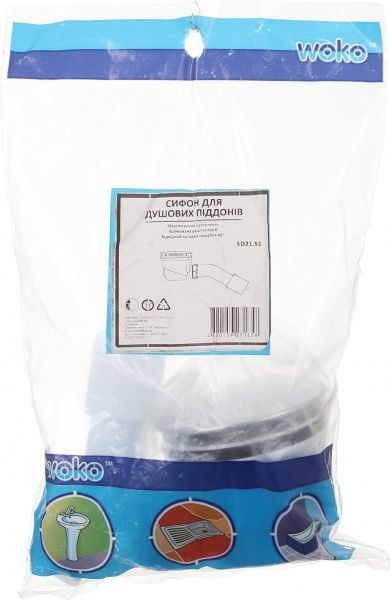 Душовий канал Woko SD21.51 з жорстким відводом. Решітка-гриб хромо, 116 мм