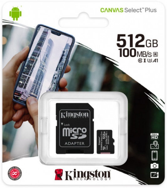 Карта пам'яті Kingston microSDXC 512 ГБ Class 10 (SDCS2/512GB) 