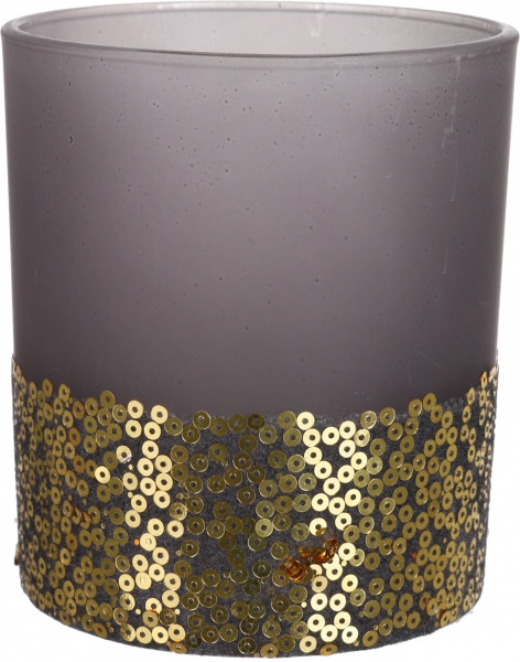 Свічник-стакан з золотим декором 9х9х10 см ABT612180