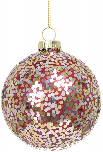 Елочная игрушка в форме шара розовая 8 см ABT620230 