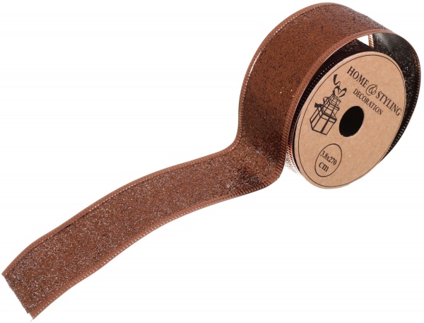 Стрічка декоративна новорічна з блискітками 38х2700 мм ANM800720 