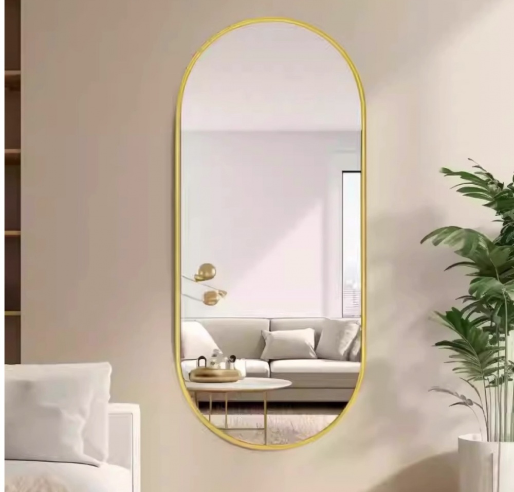 Зеркало в алюминиевой раме Китай ЕЗ-01017 60х120 см светлое золото