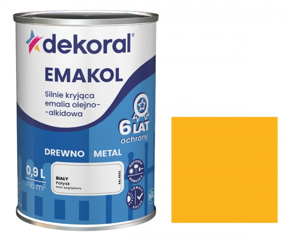 Емаль алкідна Dekoral Емаколь жовтий глянець 0,9л