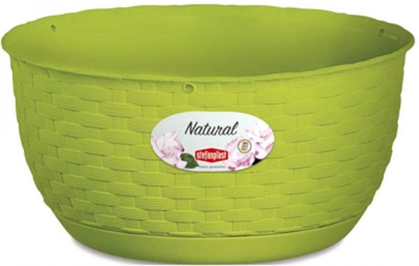 Вазон пластиковый Stefanplast Natural круглый 5,9л светло-зеленый (75454) 