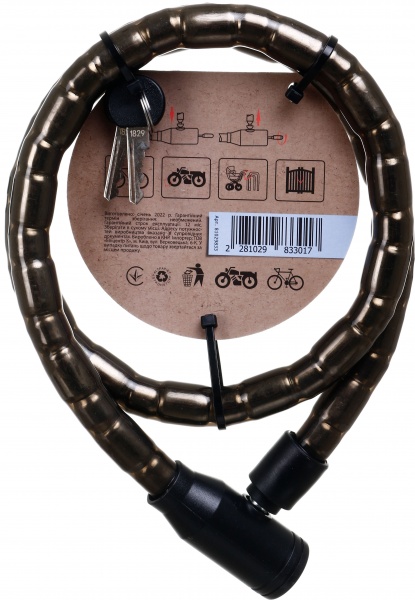 Замок велосипедний MaxxPro SKL-18x1000 чорний із коричневим