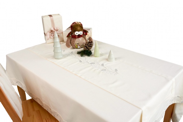 Дорожка на стол Золотые цветы 40x140 см бежевый 