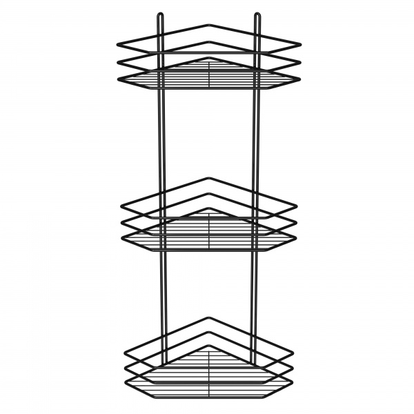 Полиця кутова 3-ярусна 25 см чорна 
