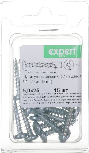 Шуруп универсальный полукруглая головка 5x25 мм 15 шт. белый цинк Expert Fix