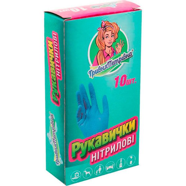 Перчатки нитриловые Гривна Петровна S 10 шт