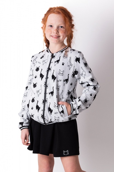 Бомбер для девочки Mevis р.122 светло-серый 4239 